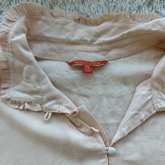 NWOT MODCLOTH Thoroughly Ladylike Button-Up Top in Peach Size XL Extra Large - Picture 8 of 12